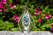 glass flame drop with cremains